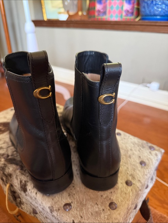 Coach Men’s Black Leather Chelsea Boots C Hardware Pull Tab US 8